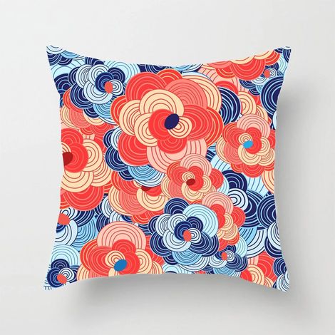 Housse De Coussin - Coton Linen - Imprimé Numérique Fleuri - Double Face - Pour Canapé Lit Chaise Bureau Voiture - 40x40 cm (1/5)