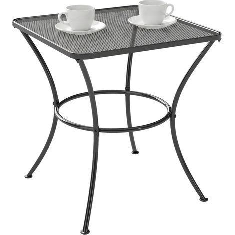 Outsunny Beistelltisch Gartentisch 45 x 45 x 50 cm rechteckig wetterfest im Mesh-Stil Balkontisch Metall Campingtisch Kaffeetisch für Wohnzimmer Büro Outdoor Indoor Schwarz (1/5)
