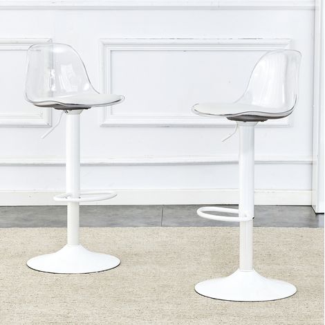 Set da 2 sgabelli da bar regolabili, schienale trasparente, 82–104 cm, girevoli 360° HAVRYA (1/5)
