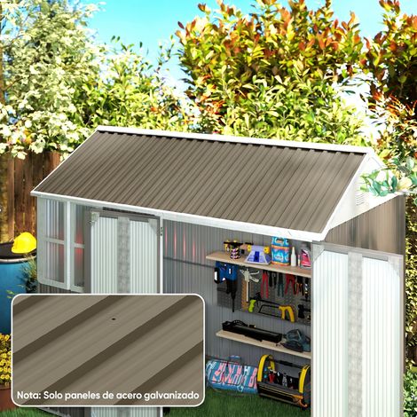 Jeu de 12 Panneaux pour Toit en Acier Galvanisé 7m² pour Abri de Jardin 129x45cm Marron (1/5)