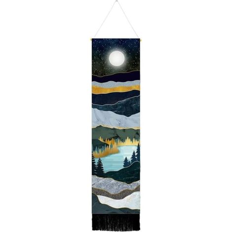 Set Narrow Tapestry Long Wall Hanging Landscape Painting Nature Scenery Tapestry for Bedroom Vertical Tapestry (1/5)
