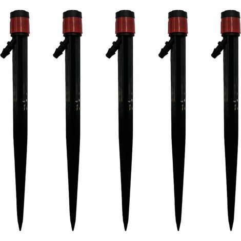 Lot de 100 goutteurs à jet réglable à 360° pour arrosage de terrasses, pelouses et massifs, 13 cm / 5,1 pouces, rouge (1/5)