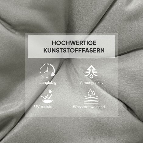 Lot de 2 coussins de chaise 98x50 cm avec fixations, housse en tissu épaisseur 8 cm, gris clair pour assise confortable (1/4)