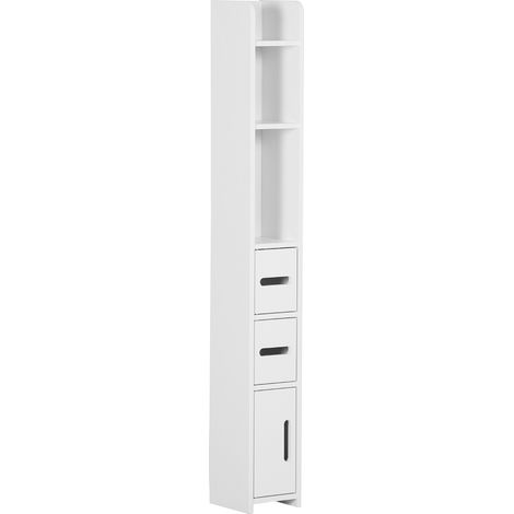 kleankin armario alto de baño con 3 puertas y 3 estantes abiertos columna auxiliar de baño para salón aseo dormitorio estilo moderno 15x17x120 cm (1/5)