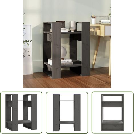 The Living Store Bibliothèque/Séparateur de pièce Gris 41x35x57 cm Pin solide - Bibliothèque - Étagère - Meuble De Rangement - Séparateur De Pièce - Bibliothèque Grise (1/5)