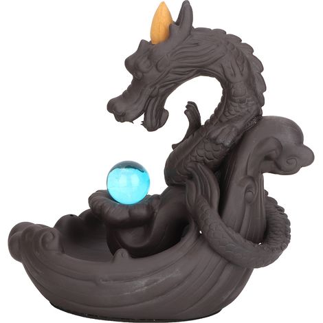 Brûleur d'encens en céramique dragon, porte-cône à fumée rétro, décoration maison, support pour cône parfumé, art oriental, 1 pièce. (1/5)