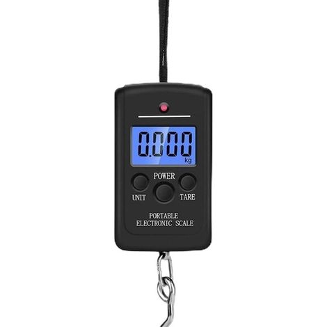 Pèse-personne portable avec écran LCD rétroéclairé 40 kg Balance électronique Pèse-bagages (noir) (1/5)