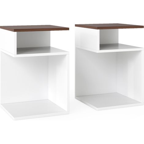 COSTWAY 2 PCS S-Shaped Side Table Space-saving Sofa Table w/ 2 Open Storage (1/5)
