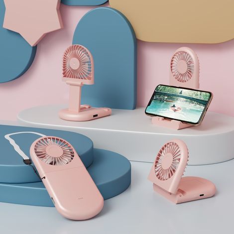 Support portable pliable, petit ventilateur, climatiseur de bureau, tour de cou, chargement silencieux, ventilateur à chargement USB, grande capacité (1/5)