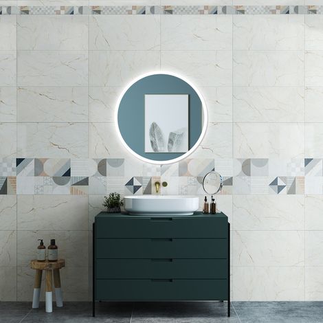 OCEAN Specchio da bagno 80 x 80 cm, blue tooth, 3 colori, antiappannamento, dimmerabile, interruttore touch, Funzione Memoria (1/5)