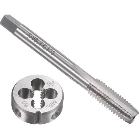 M8 x 1.25mm Métrique Gauche Main Ensemble à Fileter HSS Machine Filetage Vis Robinet avec Alliage Outil Acier Rond Filetage Matrice (1/5)