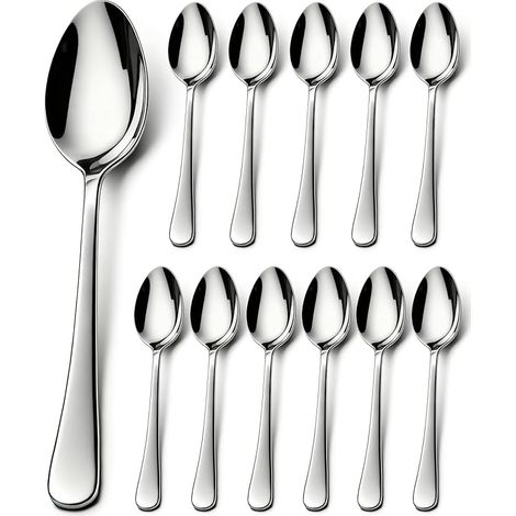 Ensemble de 12 cuillères à café, mini cuillère Espresso, petite cuillère en acier inoxydable, dessert, thé, cuillère Espresso, Lavable au lave - vaisselle, pour la maison, l'hôtel (12CM) (1/5)