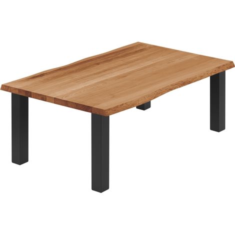 LAMO Manufaktur Esstisch Küchentisch, mit Baumkante 120x80x47cm (AxBxH), Classic, Dunkel / Schwarz, LWB-01-A-004-9005Cl
