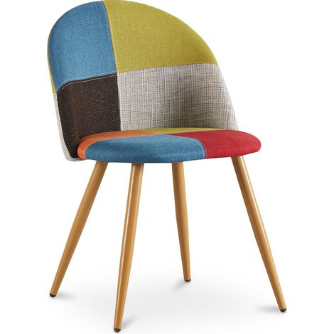 Gepolsterter Esszimmerstuhl mit Patchwork - Skandinavischer Stil - Simona Multicolor
