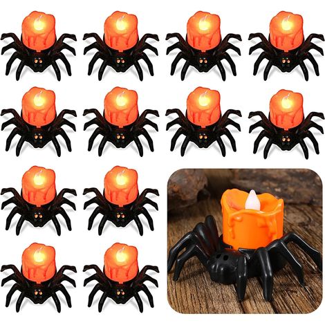 Set di 12 Candele LED a Forma di Ragno Decorazione di Halloween (1/5)