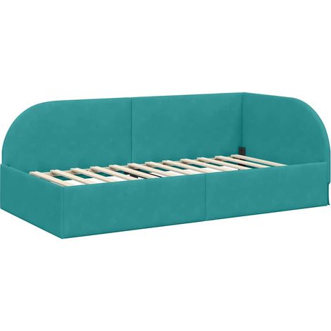 Lit simple,Lit adulte,Cadre de lit d'angle Turquoise 100 x 200 cm Velours CFW6254852 (1/5)