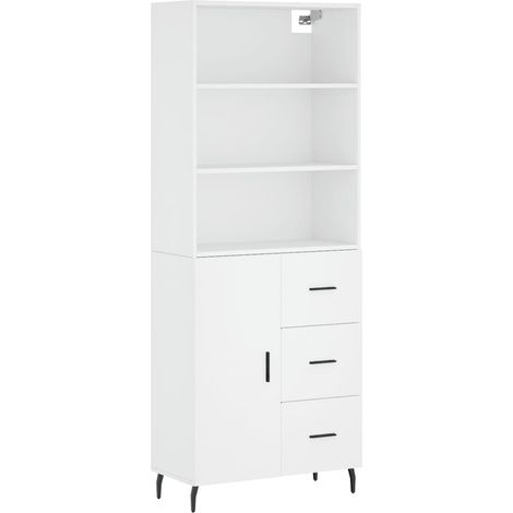 Credenza buffet cassettiera mobile contenitore organizer cucina soggiorno soggiorno alto 69,5 x 34 x 180 cm derivati del legno bianco 020032739