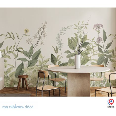 Papier peint : Fleurs graphiques - Intissé - L.200 x H.280 cm - Marron clair (1/3)