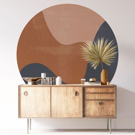 Sticker mural rond / cercle - Boho - Diamètre 80 cm - Adhésif MAT (1/3)