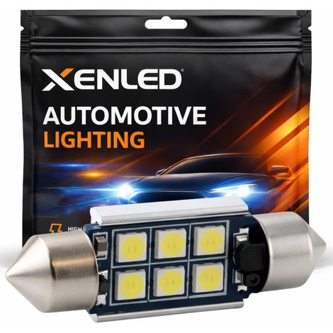 1 x AMPOULE C5W C7W 6-LED Super Canbus 450Lms XENLED - GOLD - Blanc 12V (1/5)