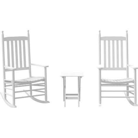Maison Exclusive - Schaukelstühle 2 Stk. mit Klapptisch Weiß Mass