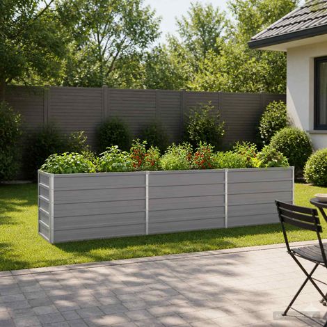 vidaXL Cama de Jardín Elevada Gris 240 x 40 x 55 cm (1/5)