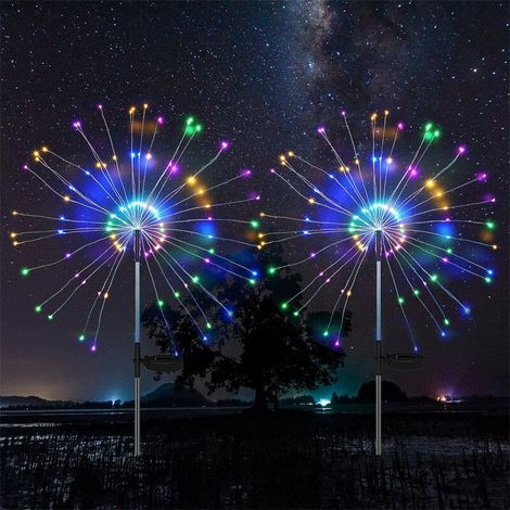 Lumière décorative solaire extérieure Feu d'artifice solaire étanche 150 guirlandes lumineuses à LED 2 modes d'éclairage 2 paquets multicolores (1/5)