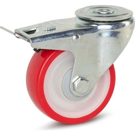 Roue pivotante PU freinée - MESO - Trou central - 100 mm - 180 kg (1/2)