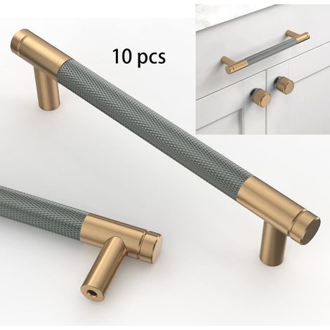 Poignee de Meuble Cuisine Grisdoré Alliage de Poignées Meubles avec Vis pour Bureaux Tiroirs Armoires Placard 10 pièces 128mm Or (1/5)