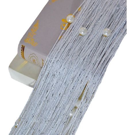 String Curtains for Doors, Sparkly Beaded Curtains, Sparkly Beaded Curtain for Open Closet, Hanging Linen, Sparkly Hippie Beads, Window Panel for Girls (White, 39" x 79")