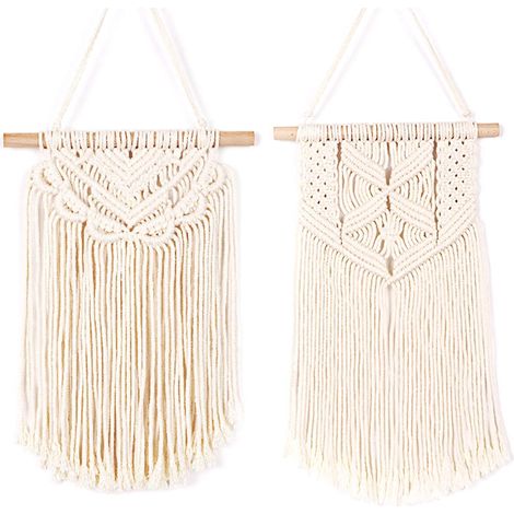 Décor mural en macramé artisanal, attrape-rêves en coton pour chambre, salon, maison (Lot de 2, modèle 01) (1/5)