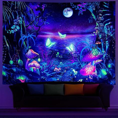 CSPARKV 230 x 180 cm UV Reactive Wall Tapestry 3D Digital Printing Rich Colors Home Decor for Living Room Bedroom Party Holiday (1/5)