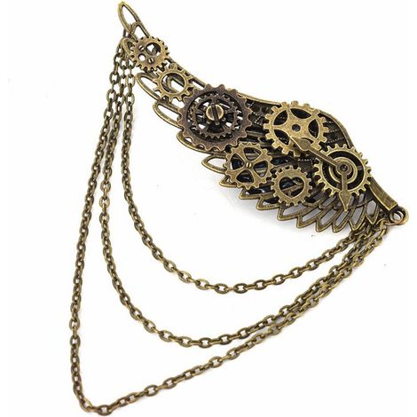 Gothic chain tassel wings hair clip gear pointer punk hair clip brooch dual-purpose punk accessory (1/5)