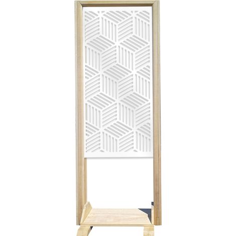 CUBIC - Paravent modulable - 70x190 cm - en bois et PVC - Couleur : blanc