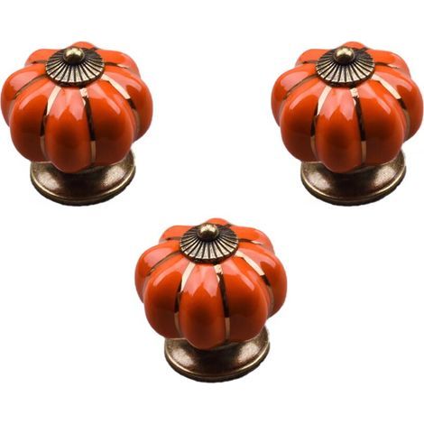 3 pomos de cerámica vintage con forma de calabaza de 40x40 mm (diámetro x altura), tiradores de muebles antiguos, pomos para puertas y cajones con tirador de tornillo para cocina, armario, cómoda y ve (1/5)