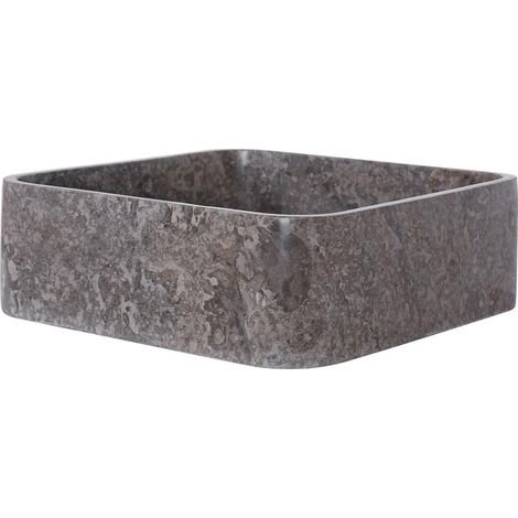 Vasque à poser carrée en marbre gris 40cm SKUT-P GREY - 40x40x13 cm - Kayu Meuble