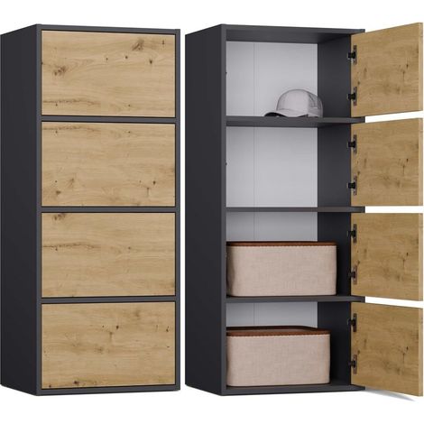 Cassettiera, antracite / rovere Artisan, 50 x 119 x 40 cm (1/4)