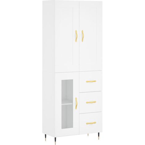 Maison Exclusive - Buffet haut Blanc 69,5x34x180 cm Bois d'ingénierie