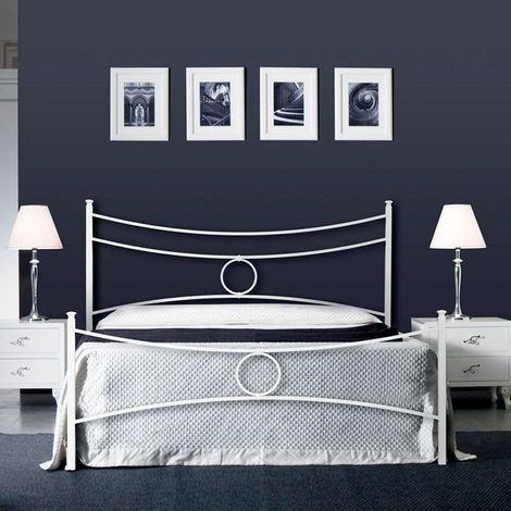 Letto in ferro matrimoniale con pediera Bianco CONCA 166x208x h117 cm