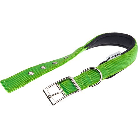 collare in nylon modello c25/45 imbottito per cane e colore verde.
