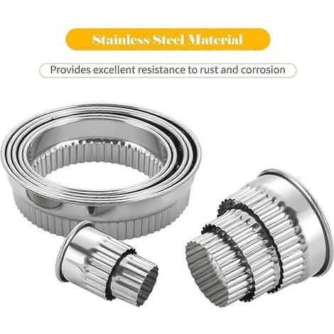 Ensemble de 12 emporte-pièces ronds cannelés (25-26 cm) avec boîte de rangement, pour biscuits de Noël et pâtisseries. Moules en acier inoxydable de différentes tailles. (1/4)