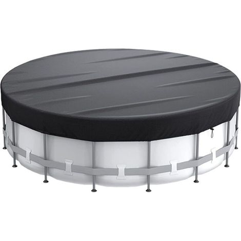 Bâche ronde pour piscine extérieure – Couverture de protection noire imperméable – Diamètre 2,4 m – Adaptée aux bassins ronds (1/5)