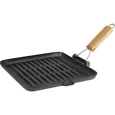 Poêle À Griller - Fonte - 24 Cm - Compatible Tous Feux Incluant Induction - 1 Pièce