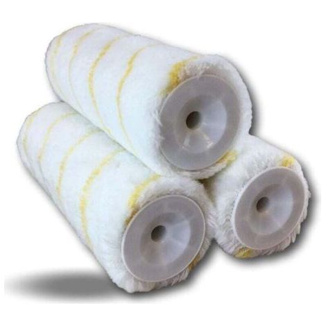 3 manchons Polyamide Anti-goutte Rayés jaune Pour montures à vis Axe diamètre 12 mm Rouleaux235 mm Sols murs plafonds façades grandes surfaces Kibros (1/4)