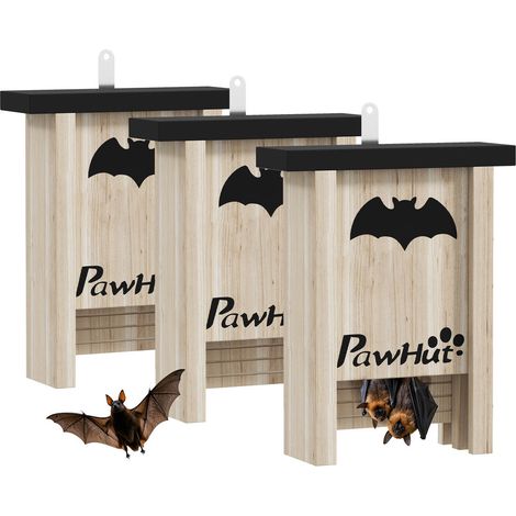 Bois d'Épicéa Imperméable Refuge Protecteur Lot de 3 Nichoirs pour Chauves-Souris Jardin Ferme et Verger (1/5)