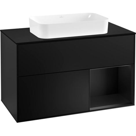 V&B Waschtischunterschrank Wandbeleuchtung Finion 100, Pl b m, Reg re bla m Lac, bla m Lac (1/2)