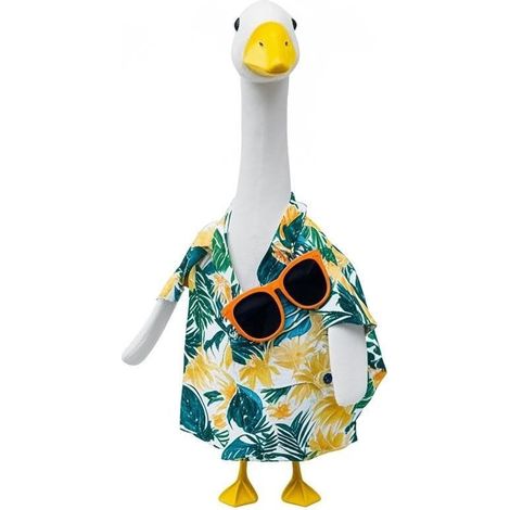 Conjunto de ganso para el porche: camiseta de ganso de 58 cm de altura hecha de cemento – Decoración divertida para el porche – Accesorio de jardín de temporada (1/5)