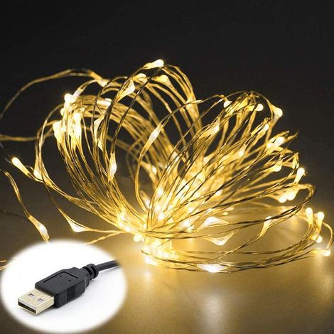 Guirlande lumineuse LED USB pour fête, mariage, décoration de chambre et table, 50 lumières féeriques pour ambiance festive. (1/4)