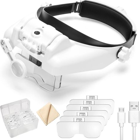 Geeignet für die Kopfbandlupe MG82000MC mit 3 LEDs, mehreren Vergrößerungsstufen und USB-Ladefunktion. (1/2)