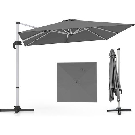 Ombrellone da giardino rettangolare 300x300 cm grigio manovella